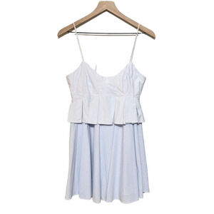 Zara White and Blue Striped Mini Dress